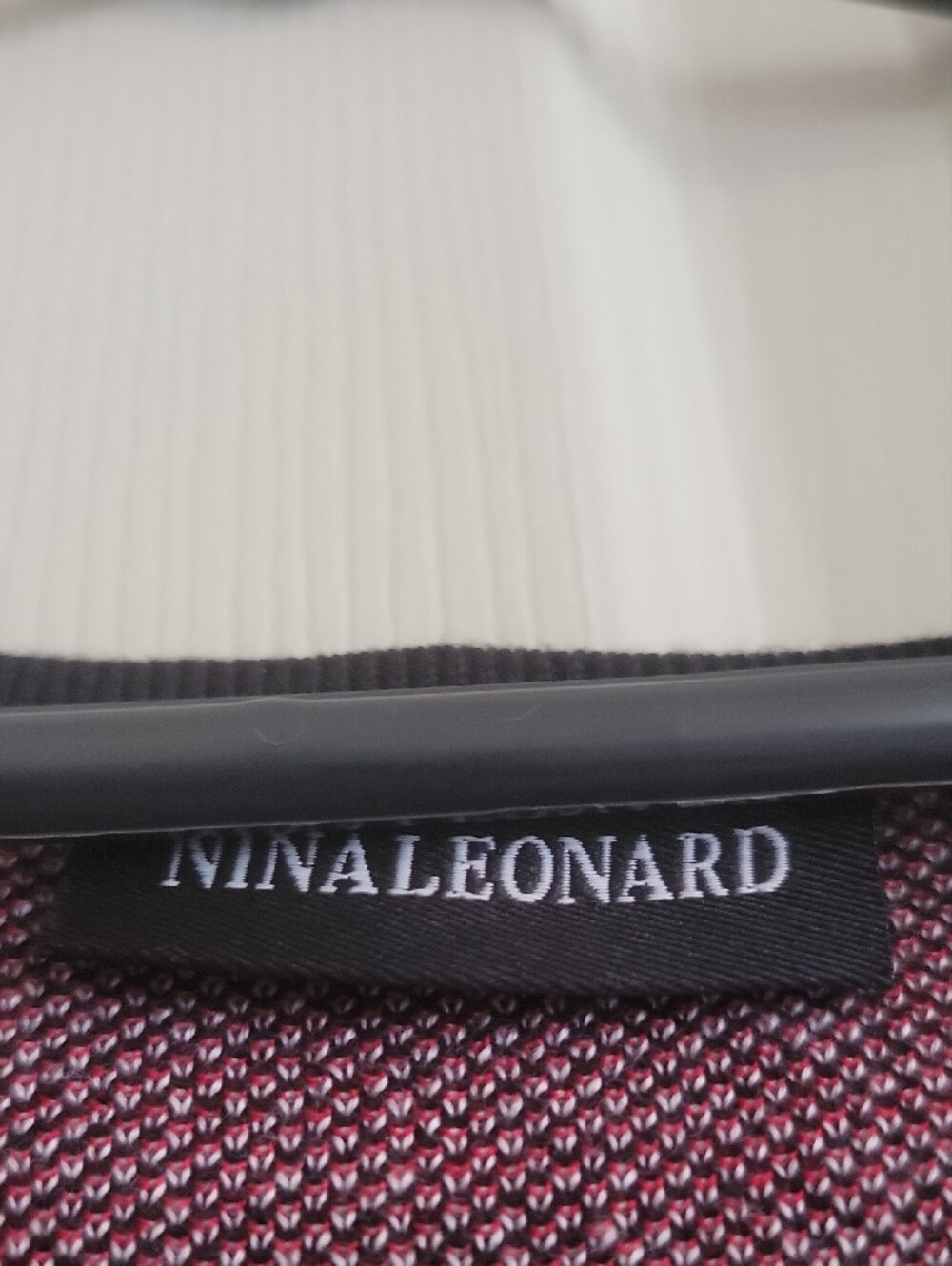Nina Leonard Black Knit Midi Dress with Black,  Red and White Plaid Stripes - Picture 2 of 16